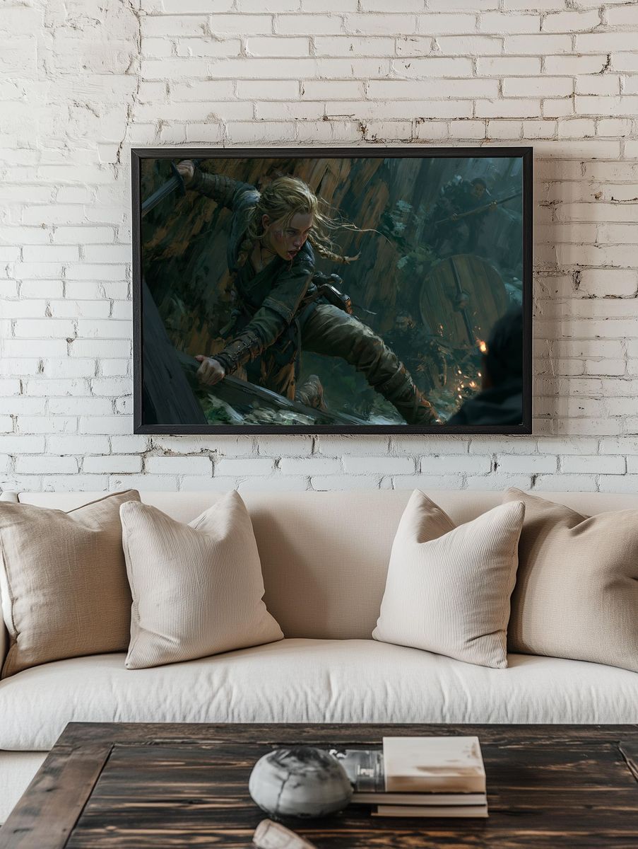 Fantasy Battle Scene Illustration Poster. room preview