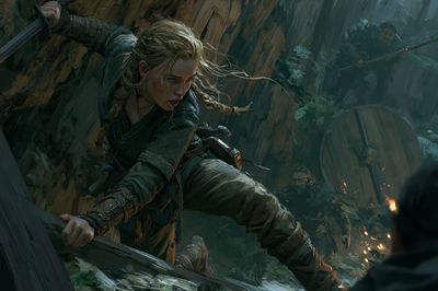 Fantasy Battle Scene Illustration Poster.