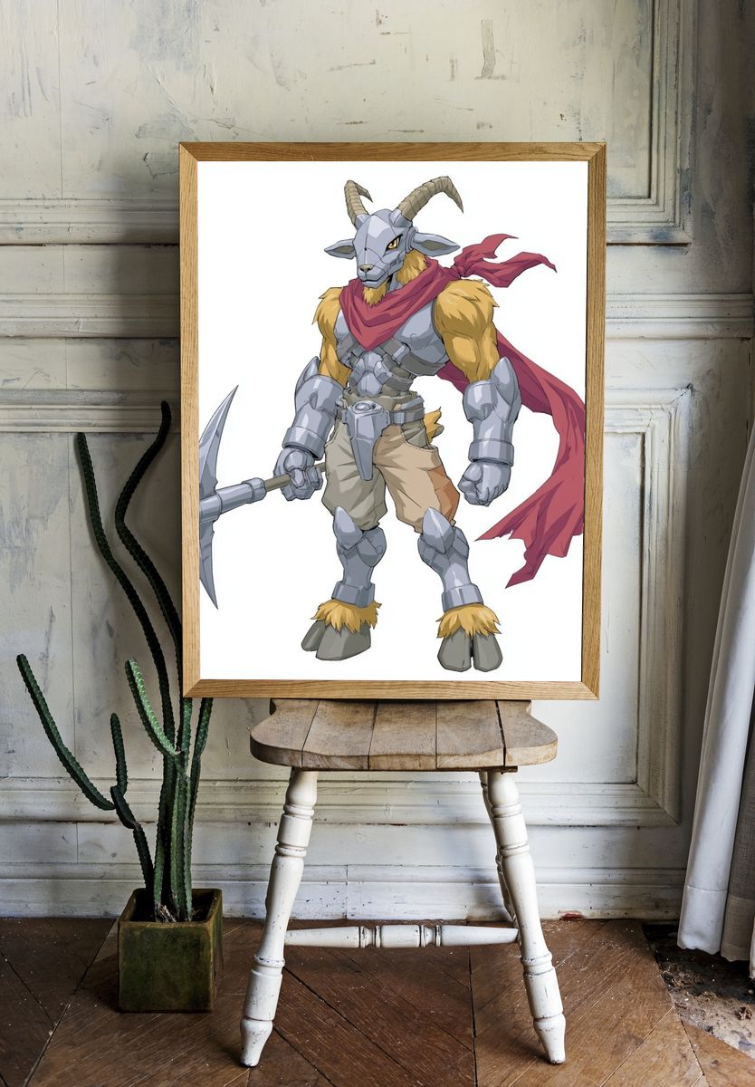 Armored Goat Warrior Illustration Print. room preview