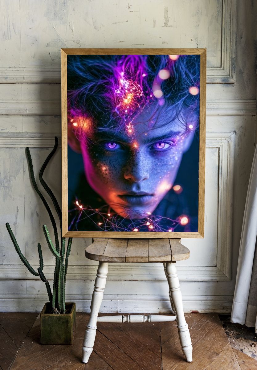 Neon Dream Portrait Poster. — room view 1