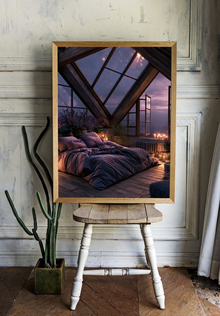 Dreamy Attic Bedroom Poster. — room view 1