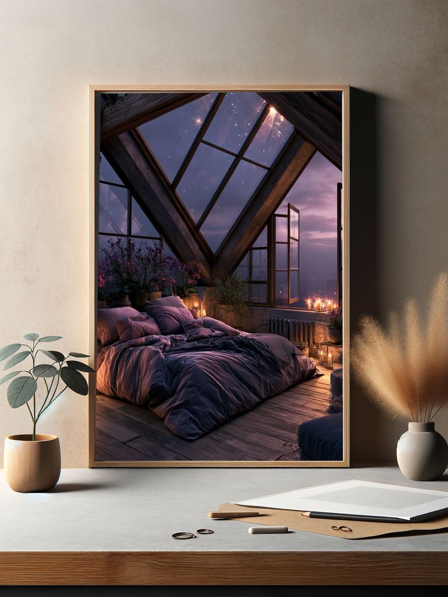 Dreamy Attic Bedroom Poster. — room view 2