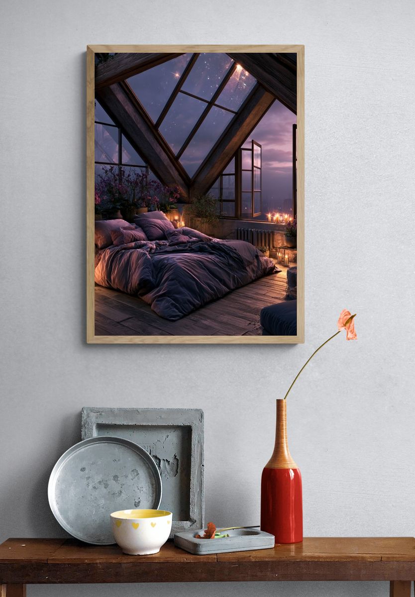 Dreamy Attic Bedroom Poster. — room view 3