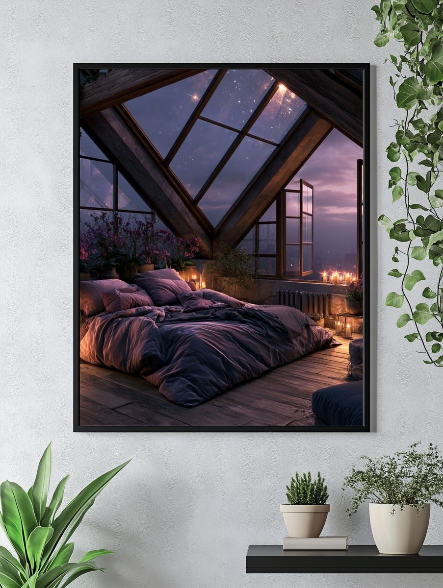 Dreamy Attic Bedroom Poster. — room view 4