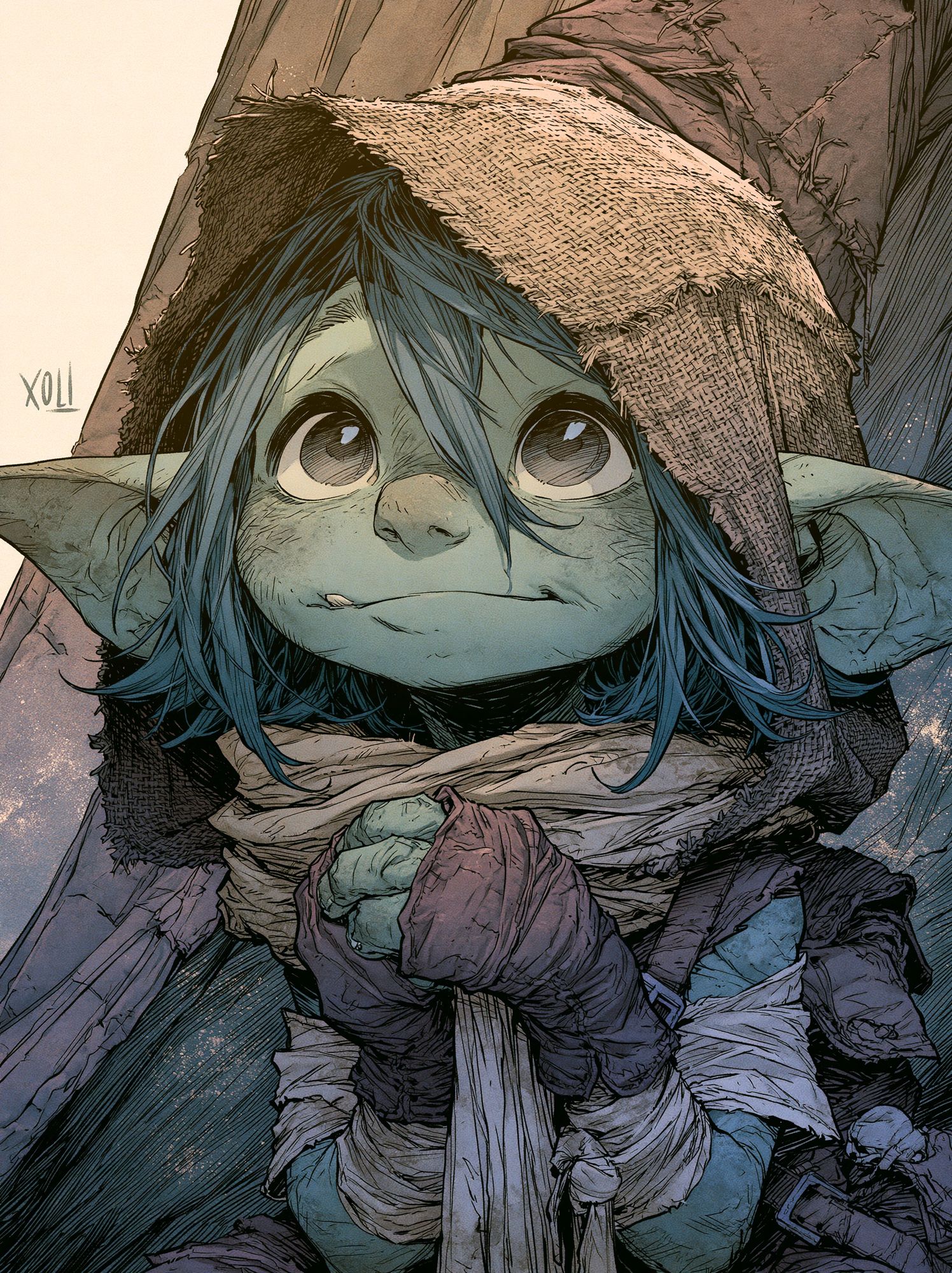 Goblin Child Fantasy Illustration Poster. poster detail