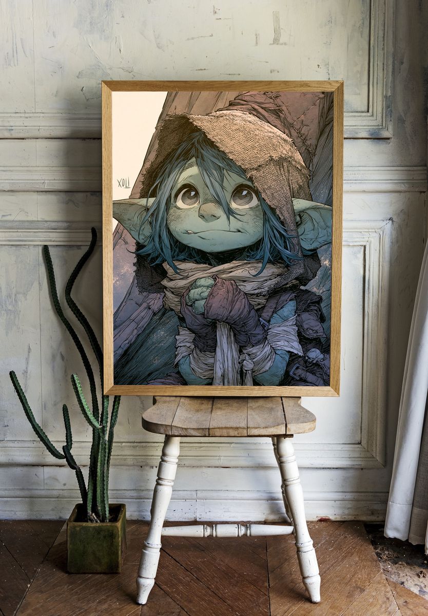 Goblin Child Fantasy Illustration Poster. — room view 1