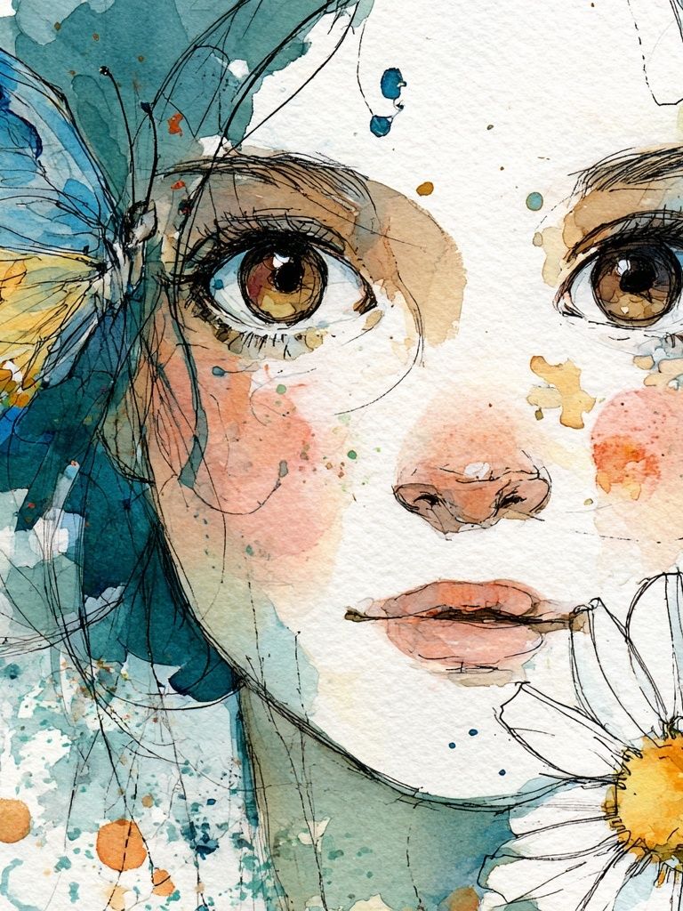 Butterfly Girl Watercolor Poster. poster — illustration art