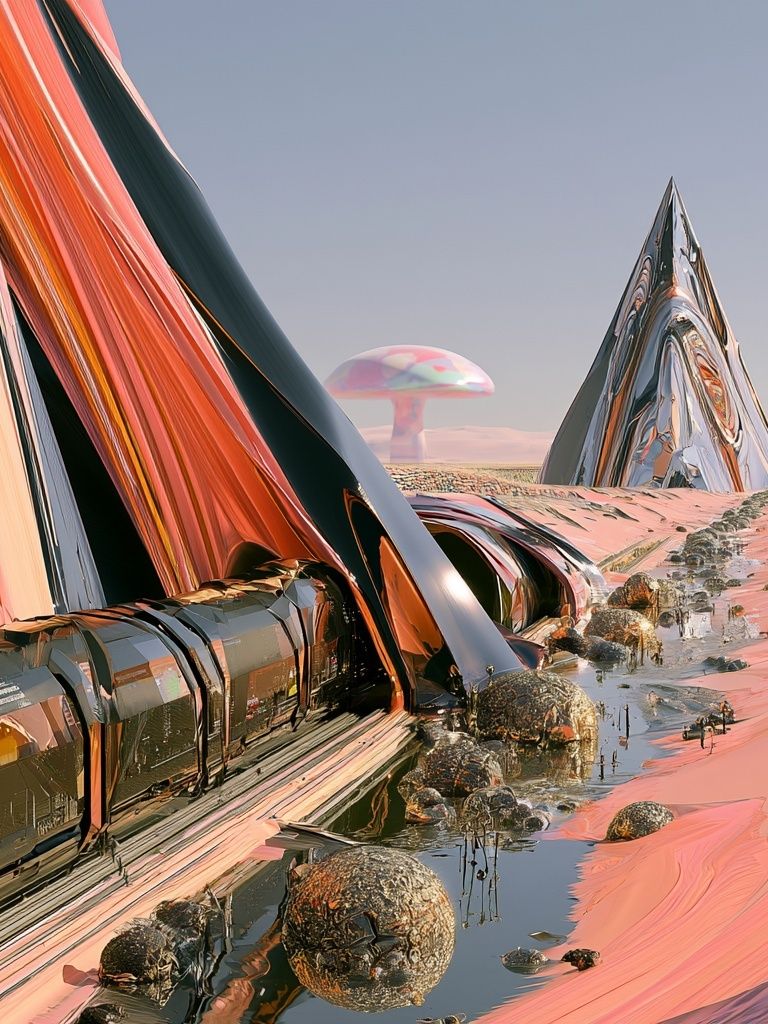 Surreal Desert Monoliths Print. poster detail
