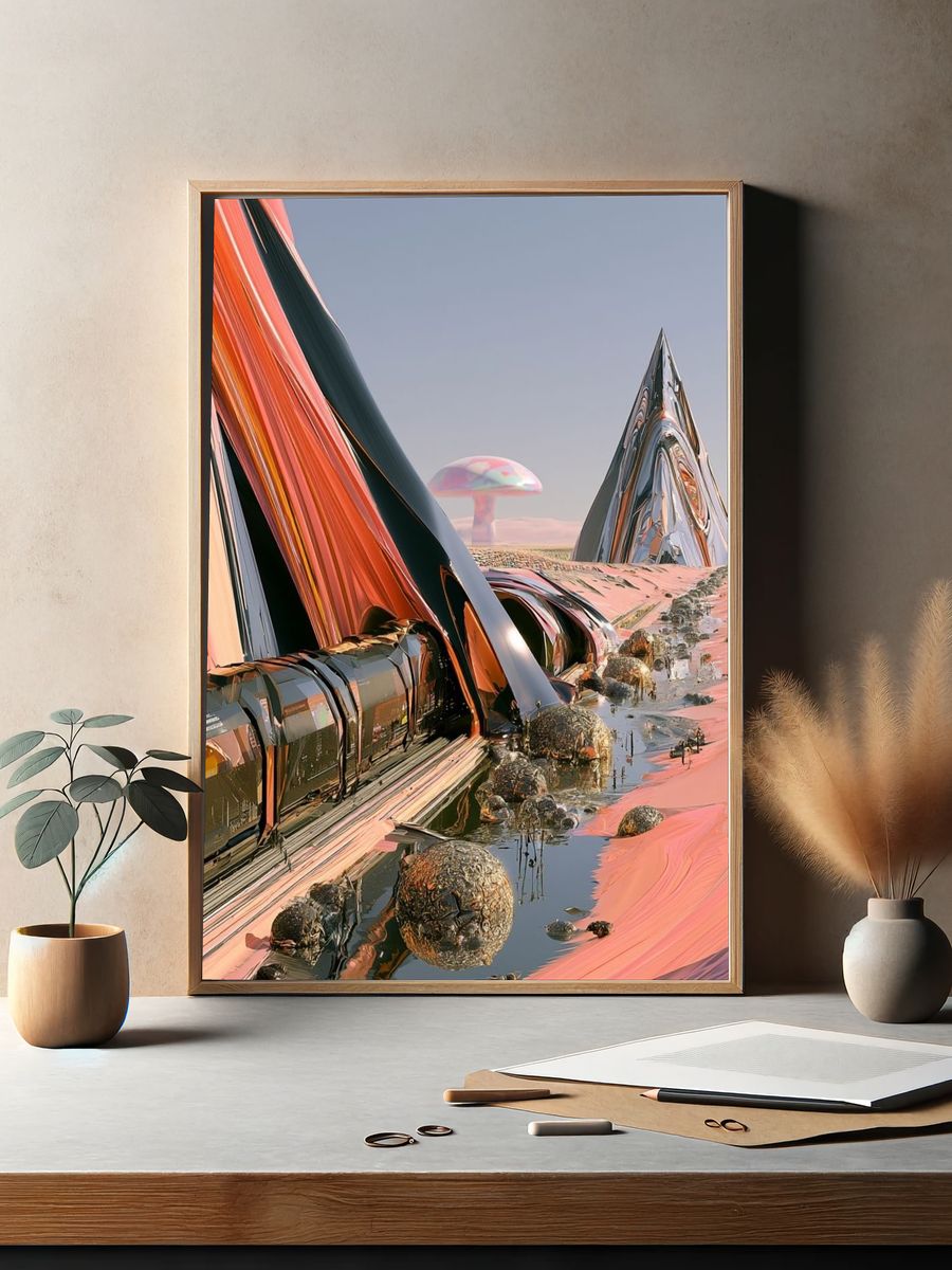 Surreal Desert Monoliths Print. — room view 2