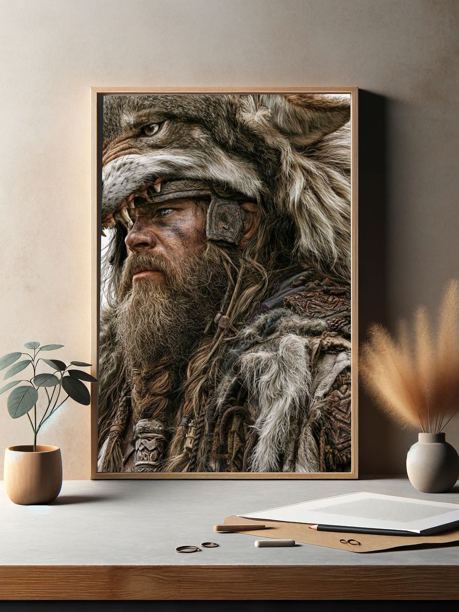 Wolf Warrior Portrait Print. — room view 2