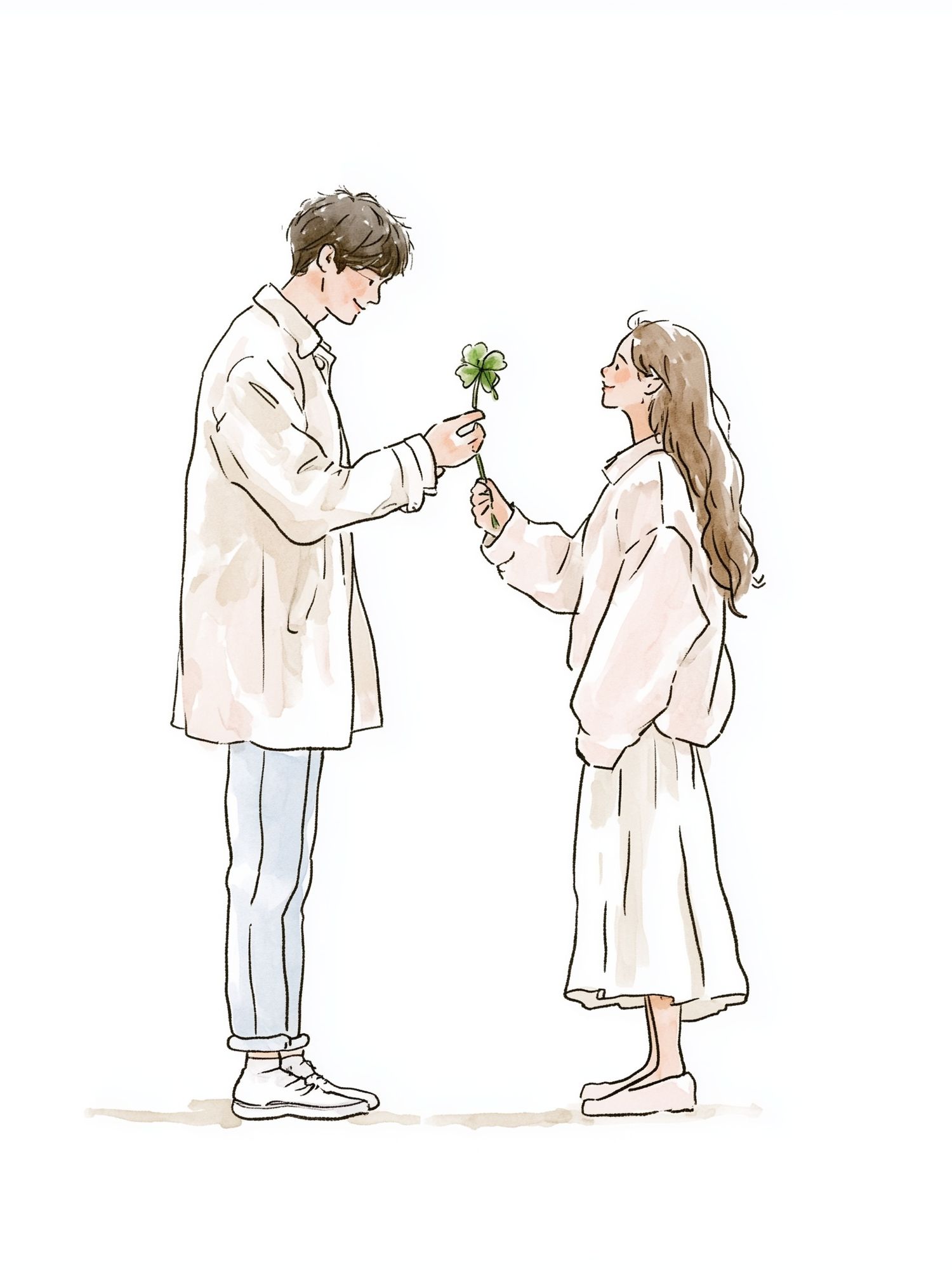 Couple with Clover Illustration Poster. poster — illustration art