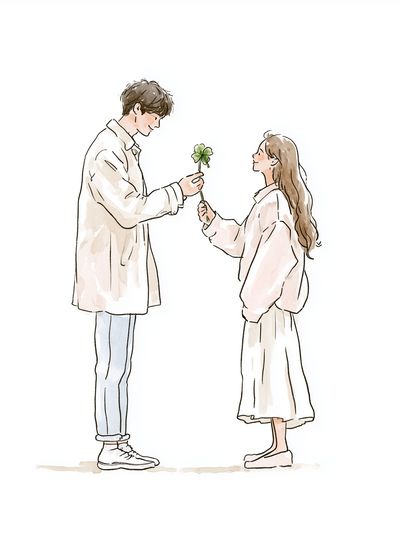 Couple with Clover Illustration Poster.