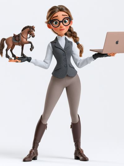 Equestrian Girl 3D Illustration Poster. poster