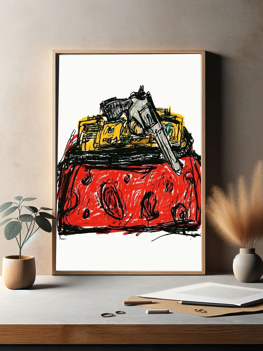 Strawberry Jam Jar Illustration Poster. — room view 2
