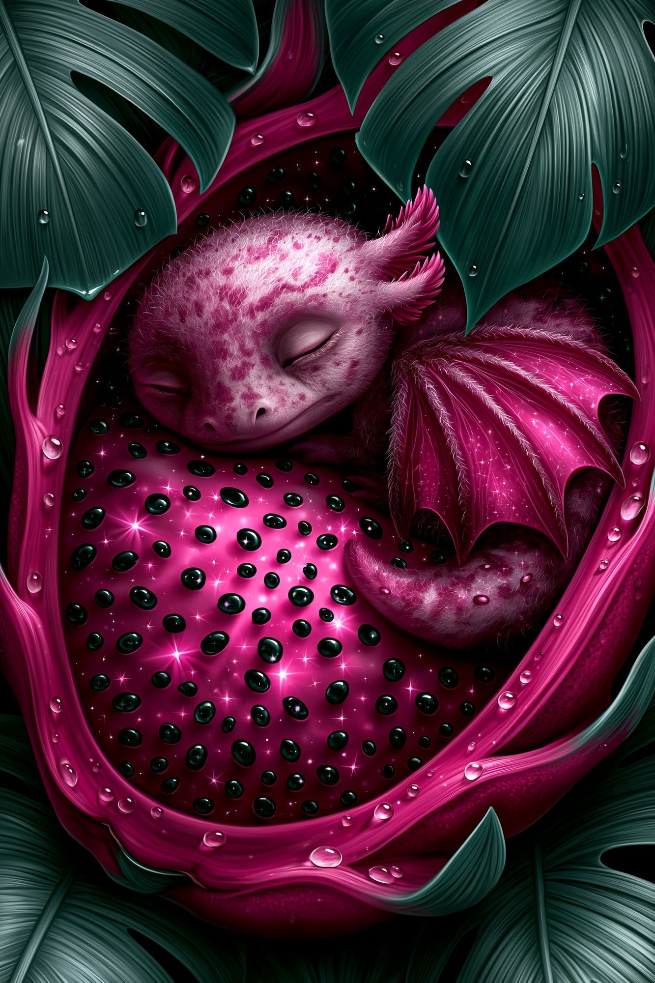 Sleeping Dragonling Fantasy Print. poster detail