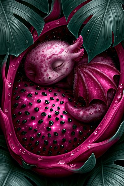 Sleeping Dragonling Fantasy Print. poster print