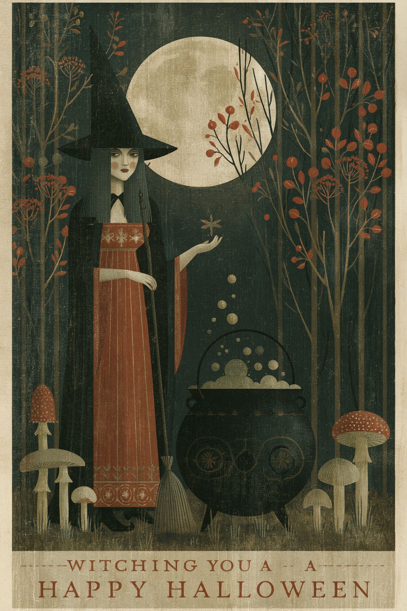 Witching You a Happy Halloween Print. poster detail