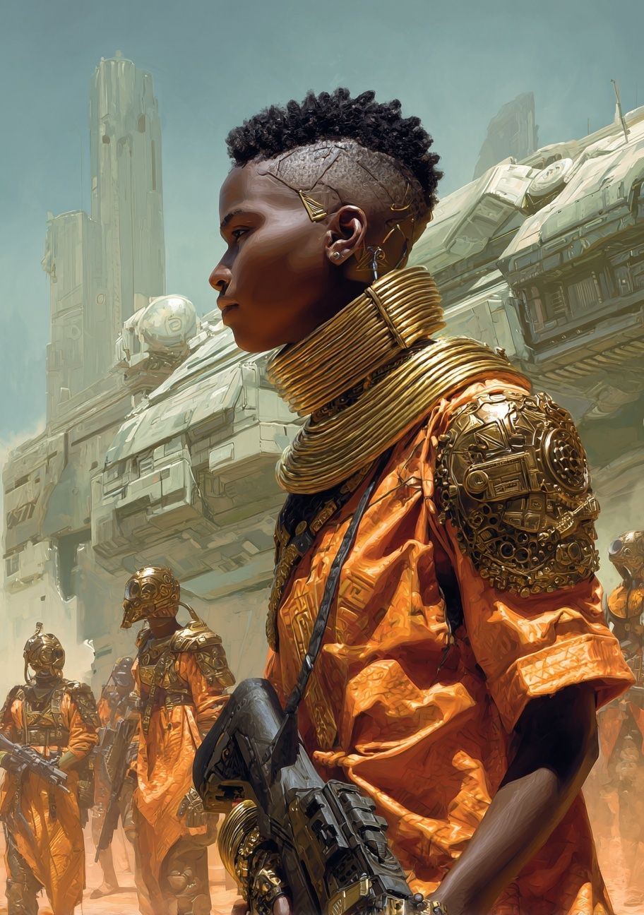 Futurist Warrior Portrait Print. poster detail