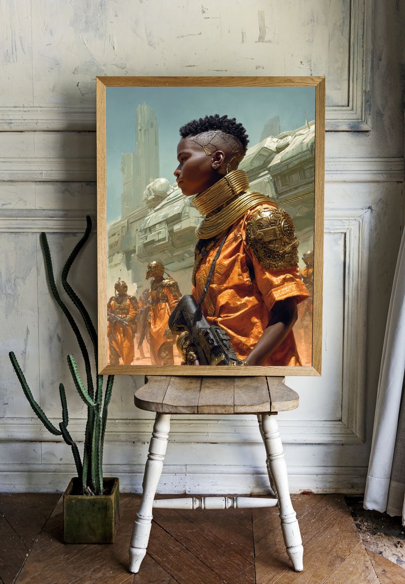 Futurist Warrior Portrait Print. — room view 1