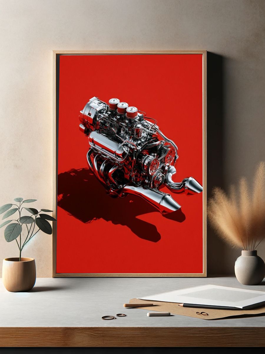 Chrome Engine Red Poster. — room view 2