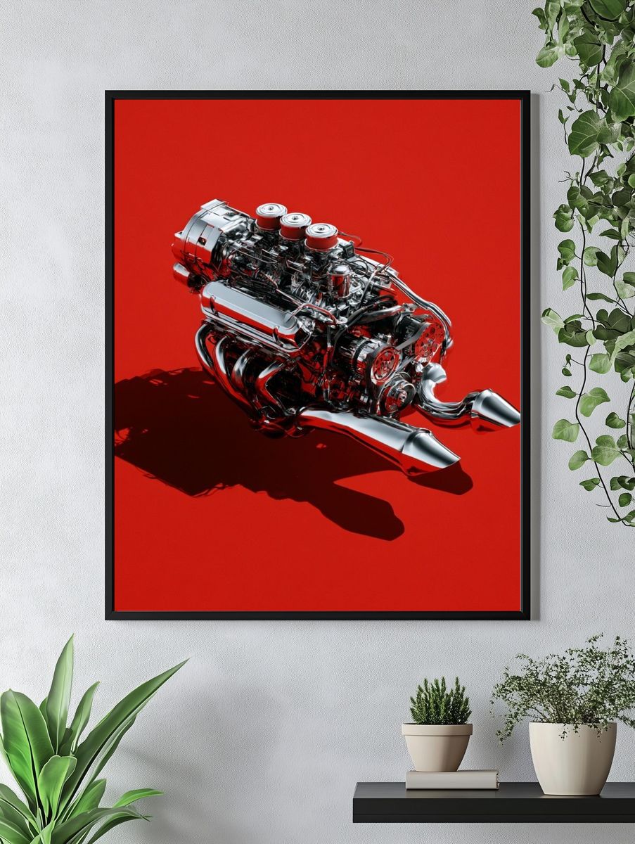 Chrome Engine Red Poster. — room view 4