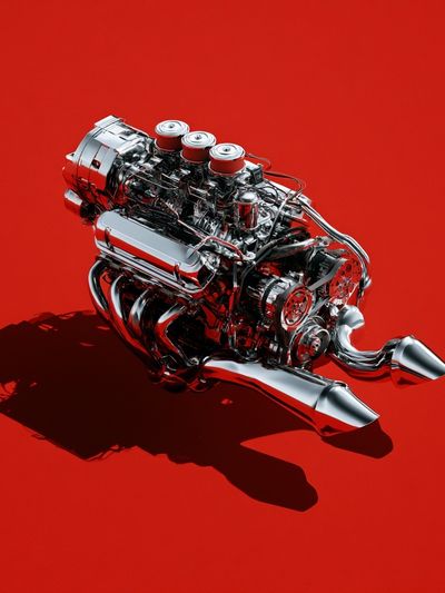 Chrome Engine Red Poster. poster