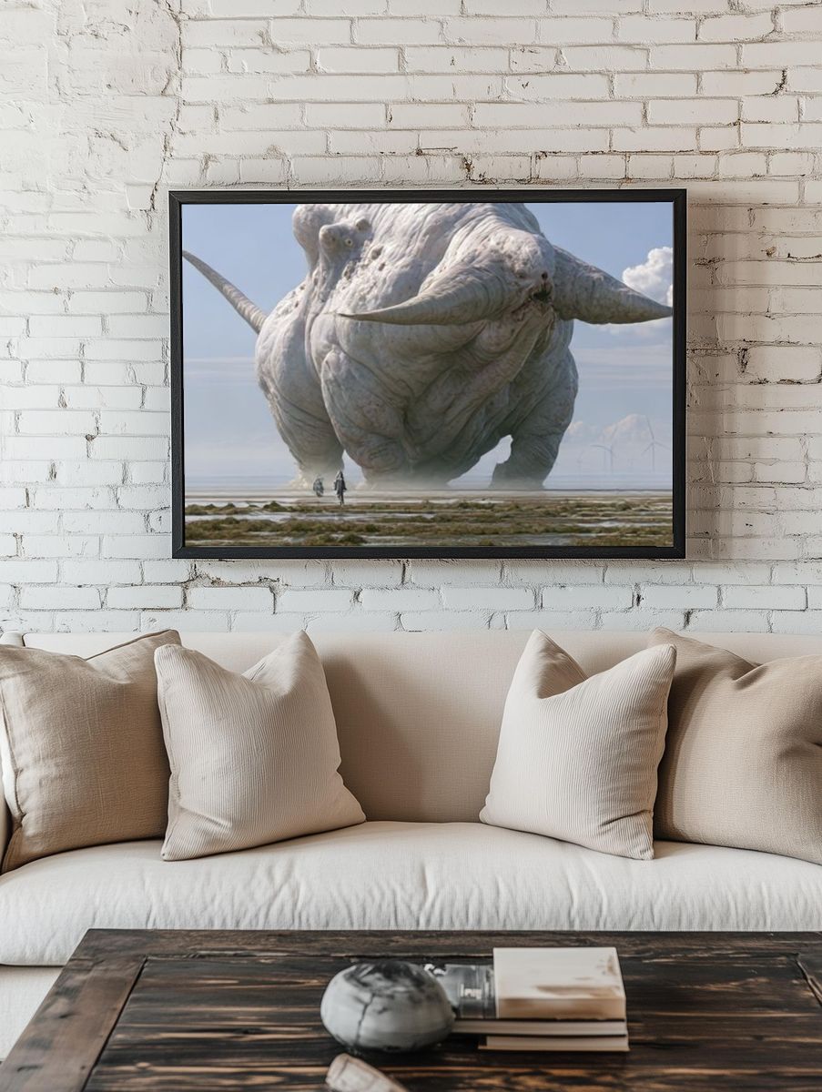 Giant Elephant Surrealism Poster. — room view 1