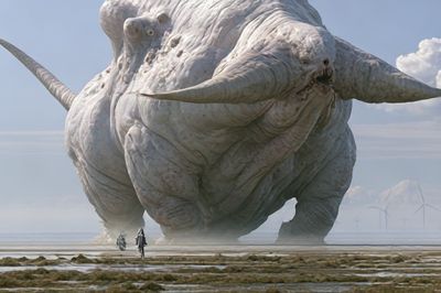 Giant Elephant Surrealism Poster. poster