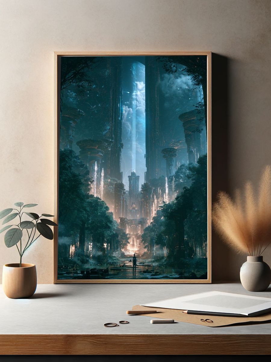 Mystic Forest City Digital-Art Poster. — room view 2