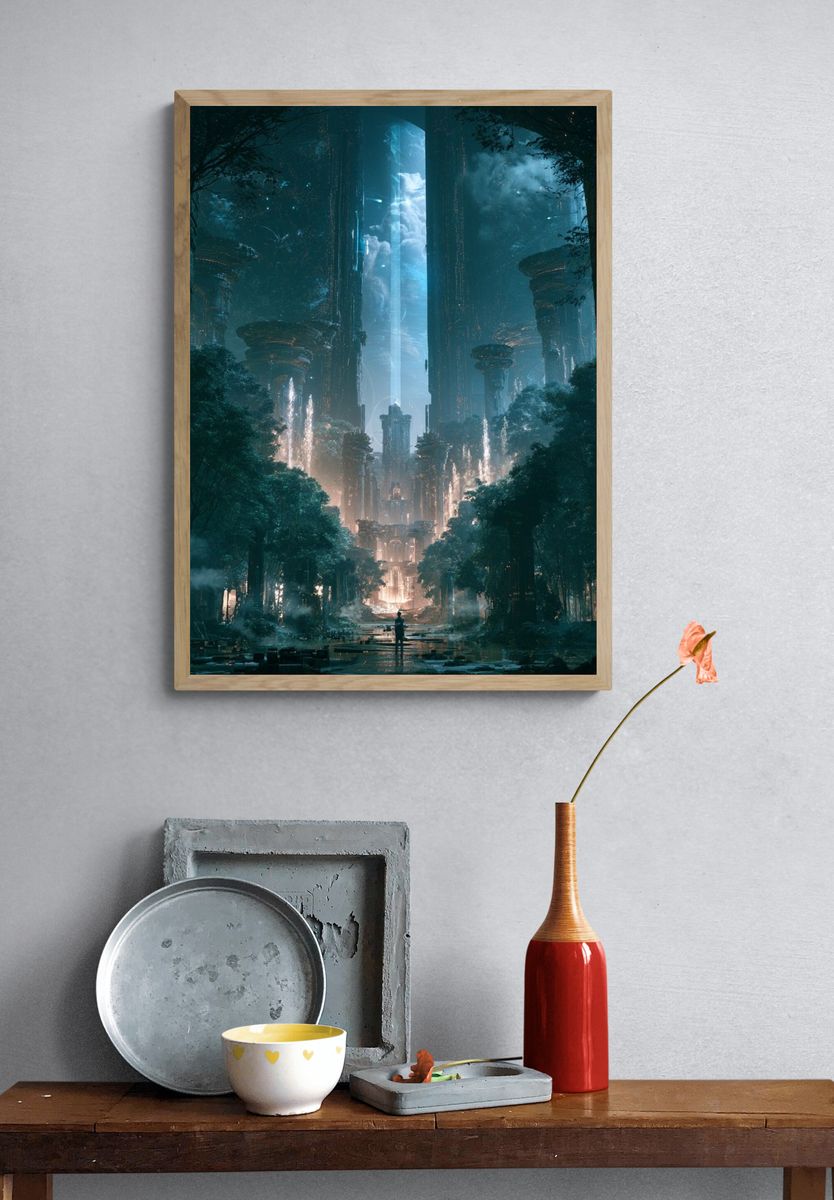 Mystic Forest City Digital-Art Poster. — room view 3