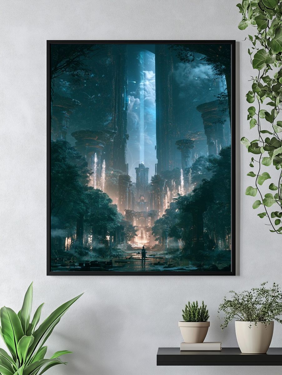 Mystic Forest City Digital-Art Poster. — room view 4