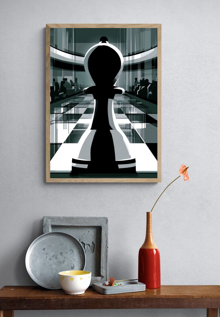 Abstract Chess King Poster. — room view 3