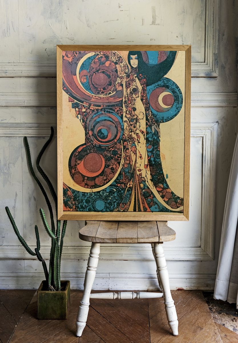 Retro Psychedelic Figure Print. — room view 1