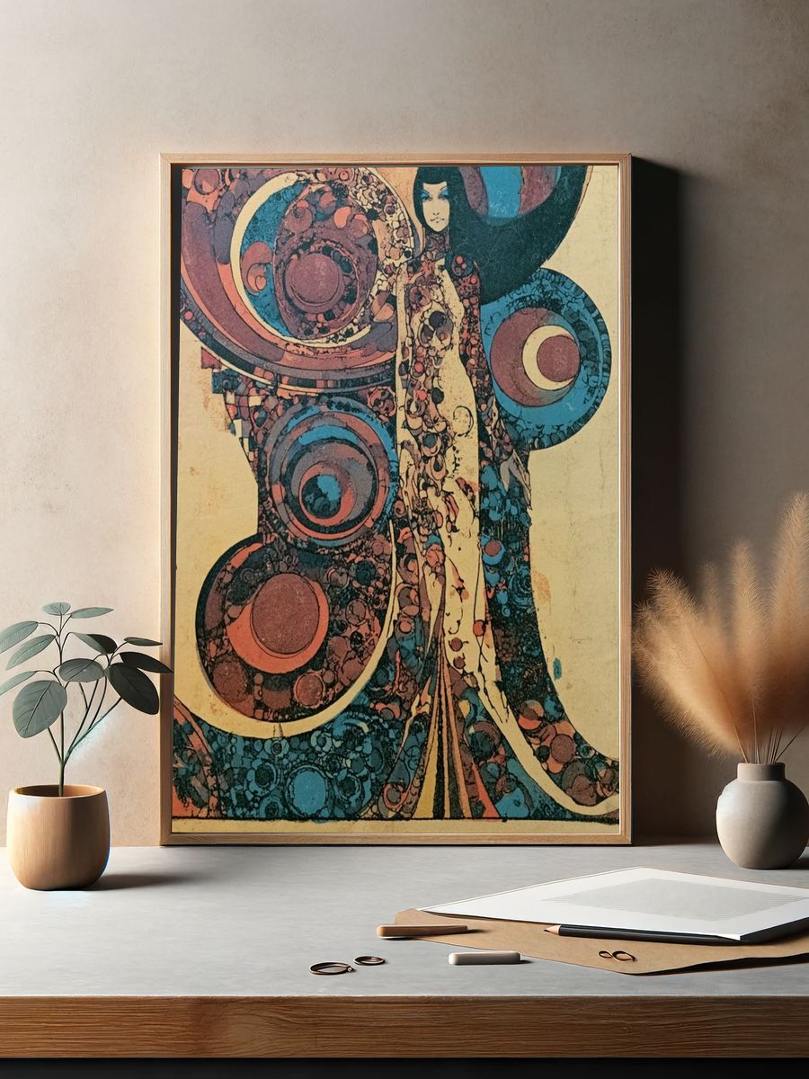 Retro Psychedelic Figure Print. — room view 2