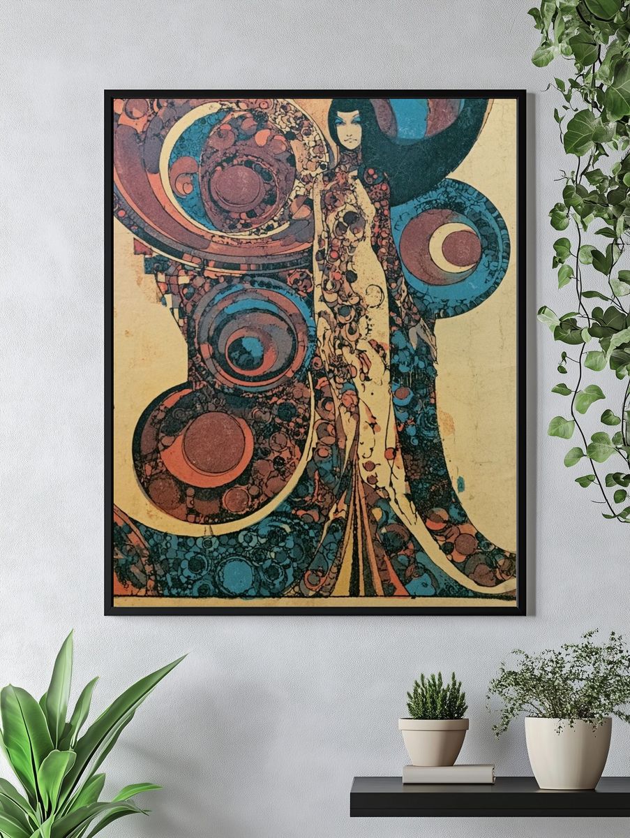Retro Psychedelic Figure Print. — room view 4