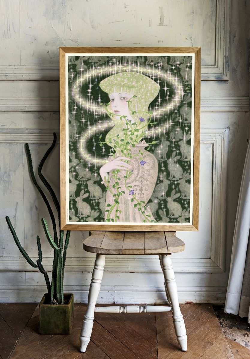 Botanical Portrait Sparkle Print. room preview