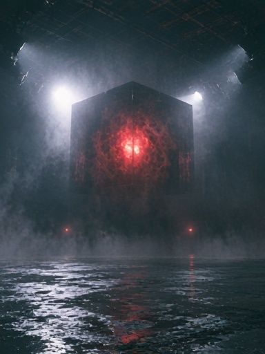 Mysterious Red Cube Sci-Fi Poster. poster — illustration art