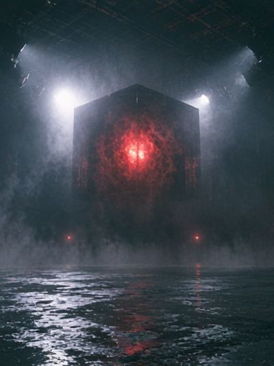 Mysterious Red Cube Sci-Fi Poster. poster