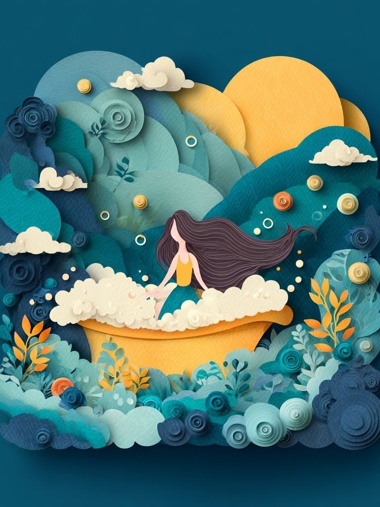 Dreamy Paper Landscape Illustration Poster. poster detail