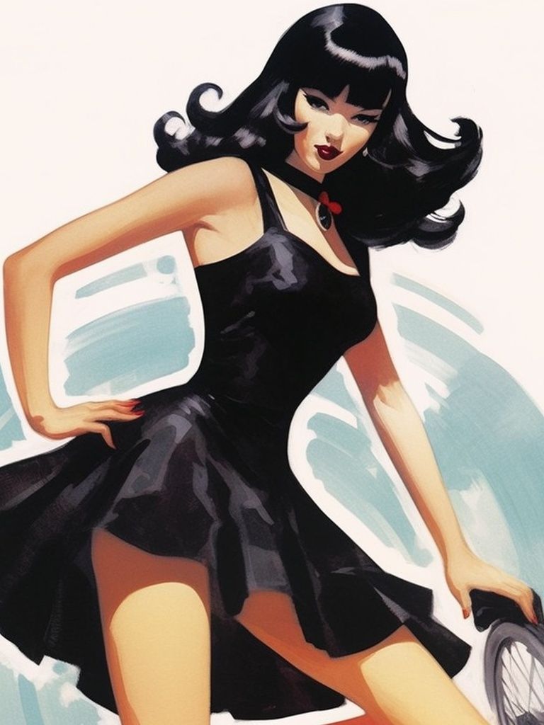Retro Pin-Up Girl Illustration Poster. poster detail
