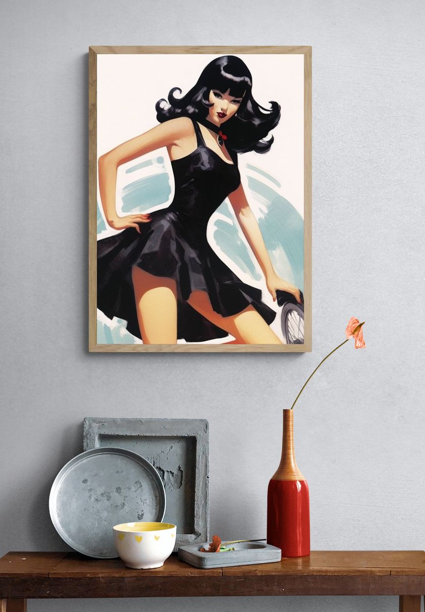 Retro Pin-Up Girl Illustration Poster. — room view 3