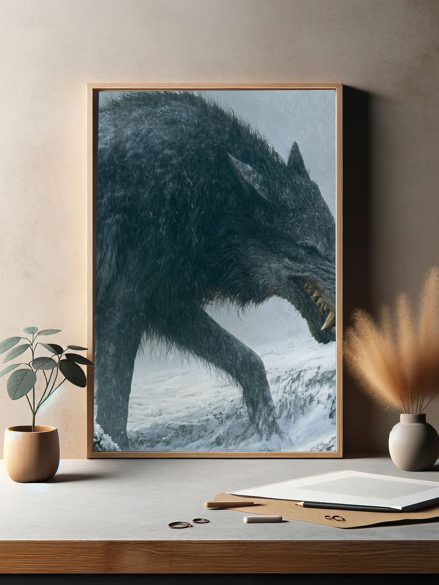 Dire Wolf in Snowstorm Poster. — room view 2