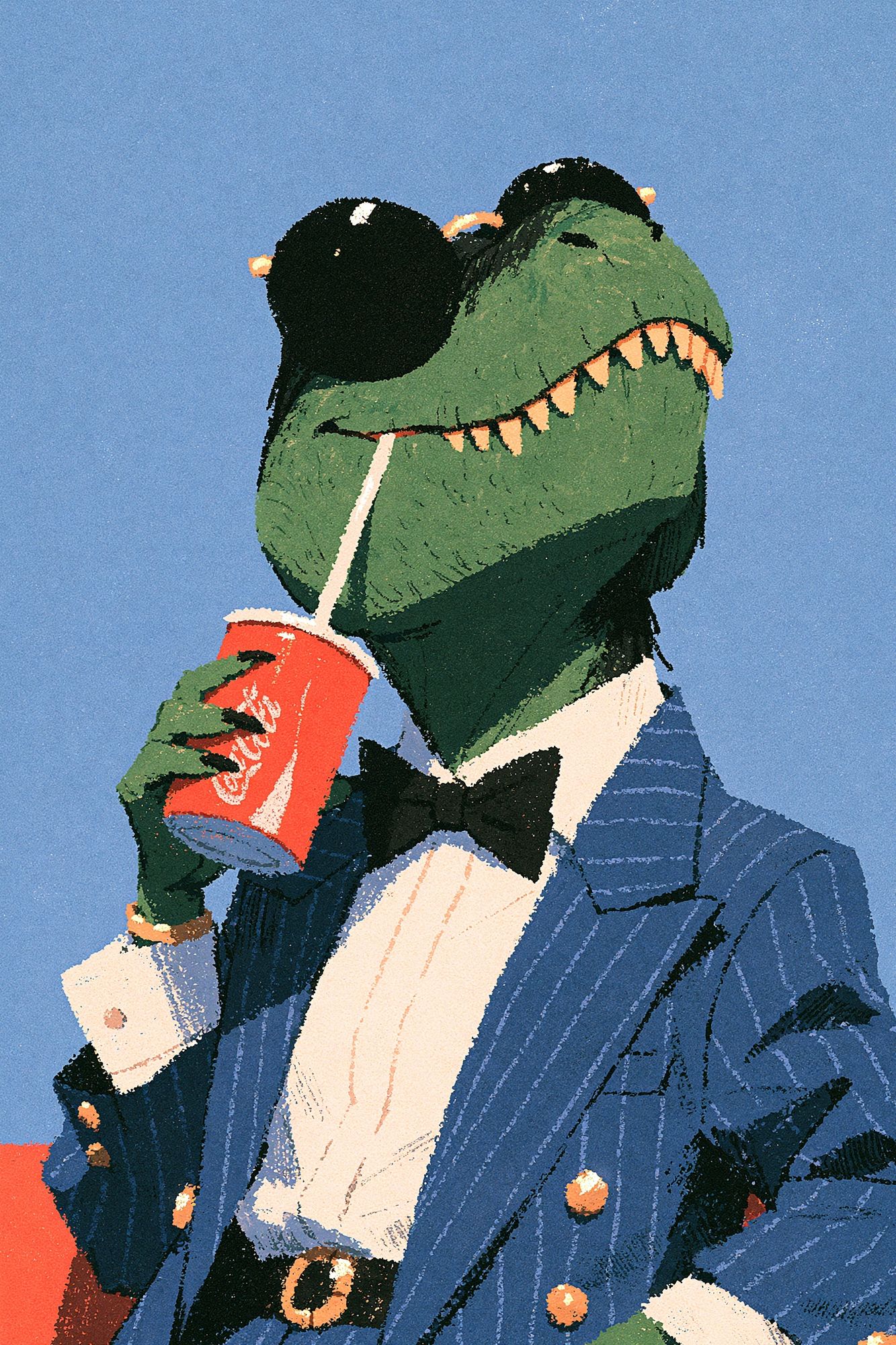 Crocodile in Suit Illustration Poster. poster detail