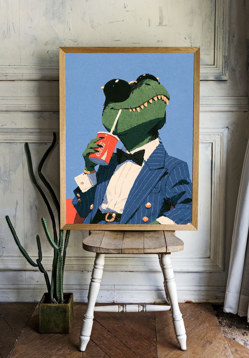 Crocodile in Suit Illustration Poster. room preview