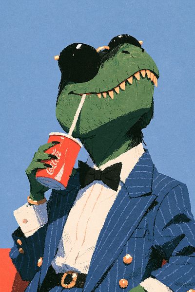 Crocodile in Suit Illustration Poster. poster