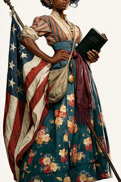 Patriotic Woman with Bible Illustration Poster. poster print