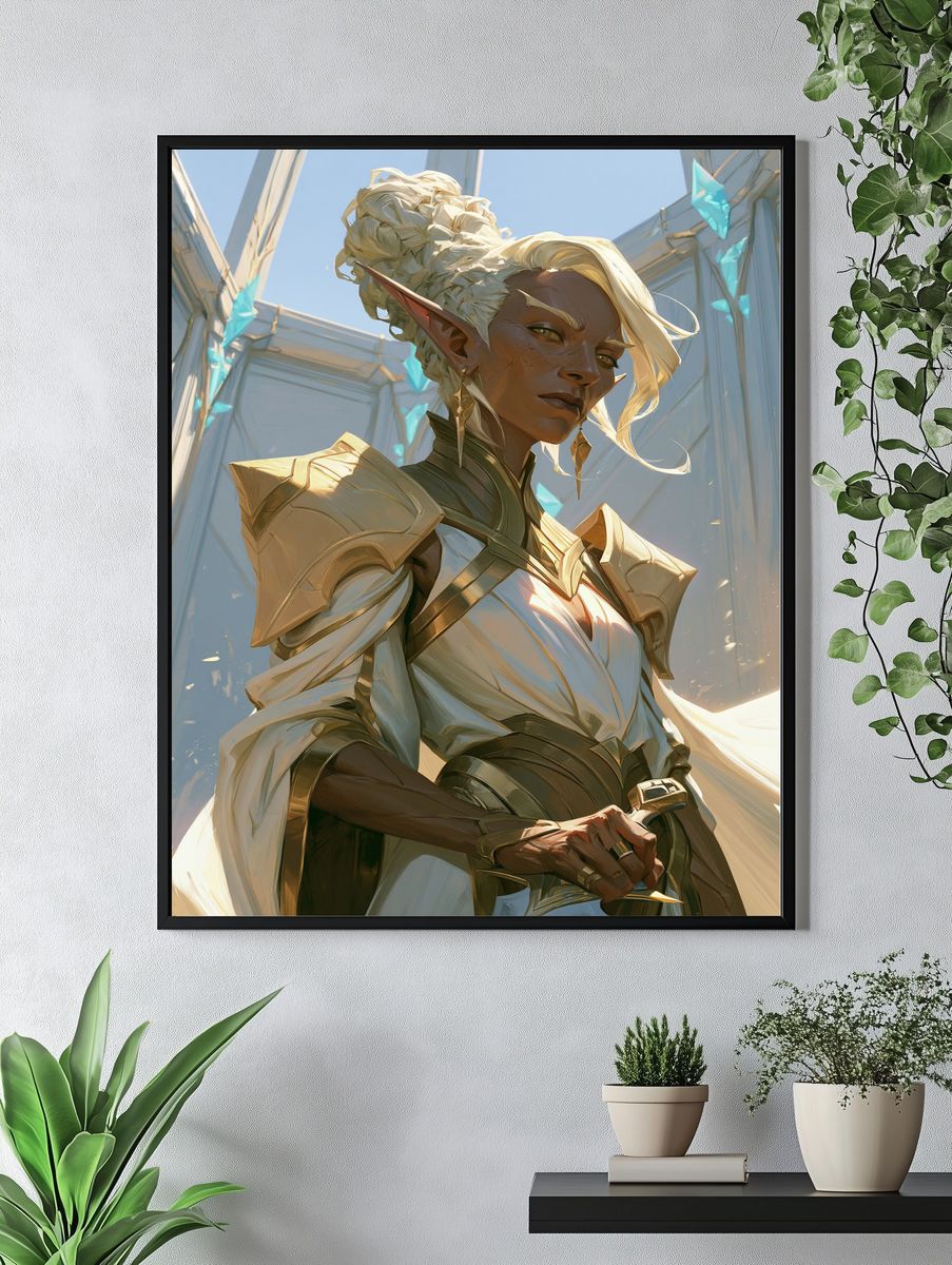 Elf Warrior Portrait Print. — room view 4