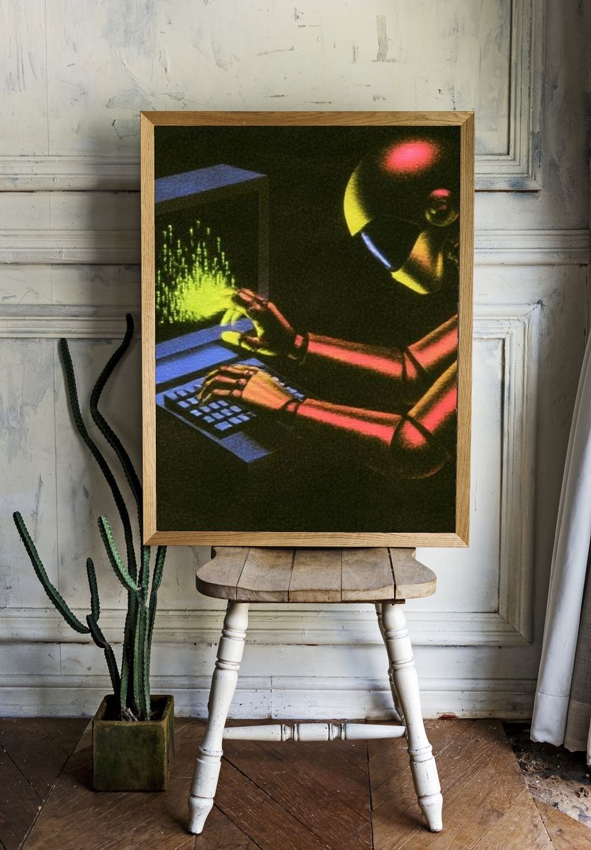 Cyberpunk Computer Operator Print. — room view 1