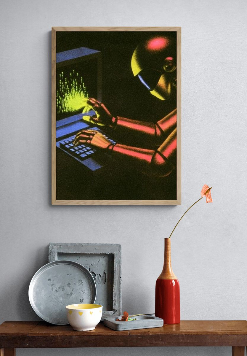 Cyberpunk Computer Operator Print. — room view 3
