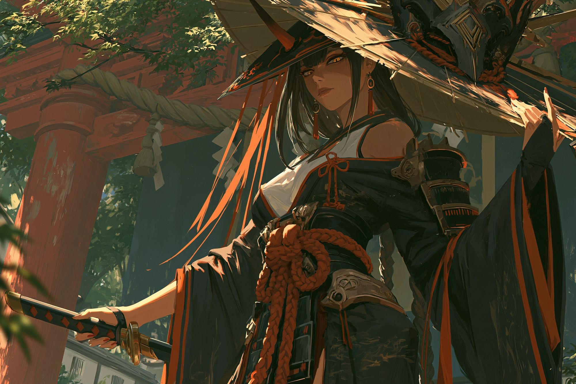 Samurai Shrine Guardian Digital Art Poster. poster — illustration art